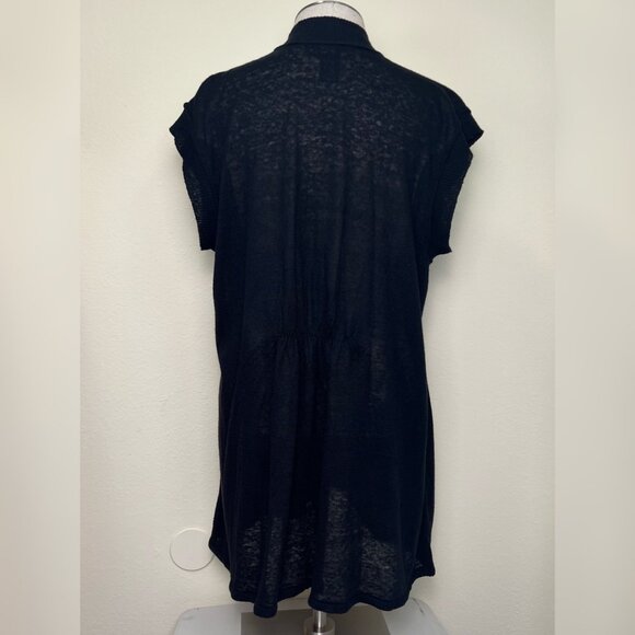 LUCKY BRAND Black LIghtweight Open Front Short Sleeve Cardigan Sweater Size Med - Picture 6 of 6